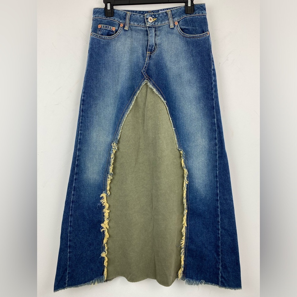 Vintage Blue Tattoo size Small & Medium Women’s Blue Green Denim Jean Skirt